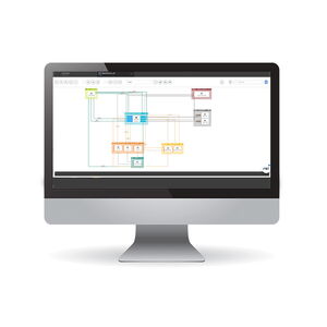 Visualization of all assets required for operation of an application, with different types of assets grouped by color.