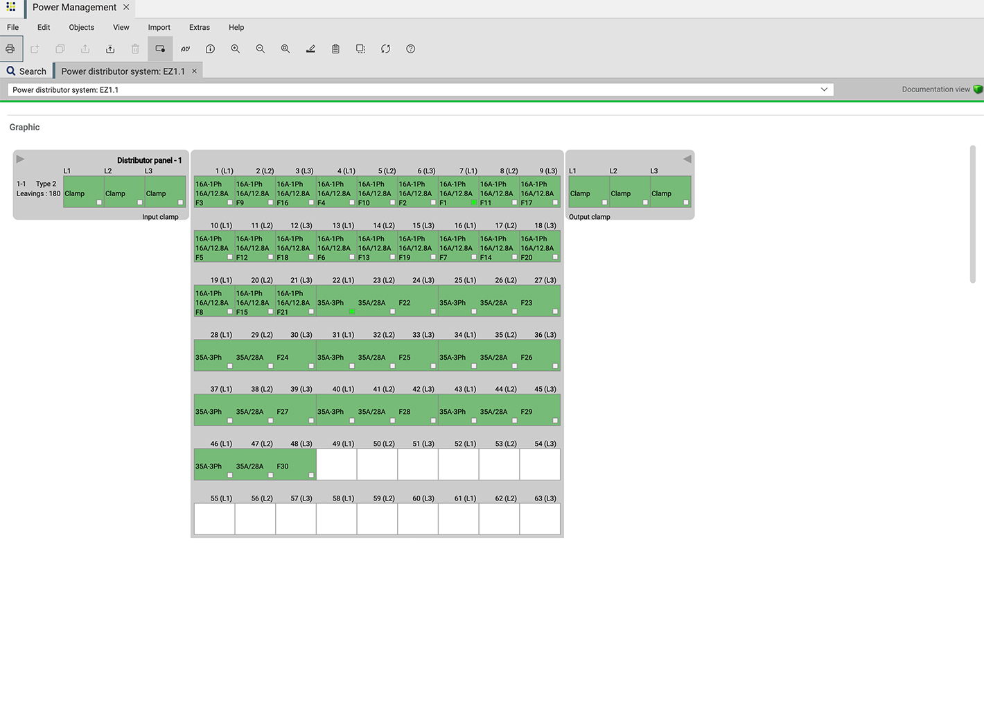 Screenshot of power management in FNT's DCIM software